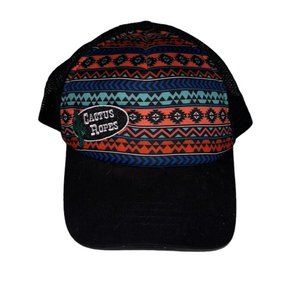 Cactus Ropes Mens SnapBack Hat OSFM Black Aztec